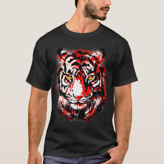 Red Tiger Head Realistic Tiger Eyes T-Shirt