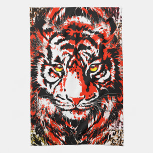 Red Tiger Head Towel - Tiger Kitchen Towel