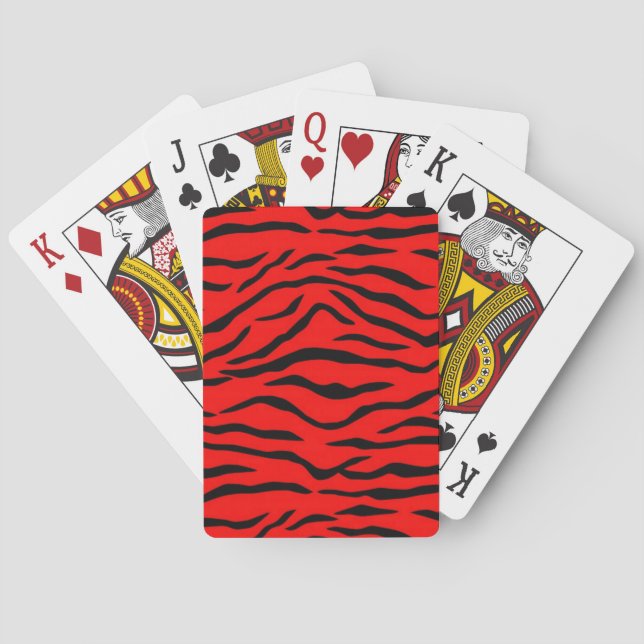 Red Tiger Pattern Playing Cards (Back)