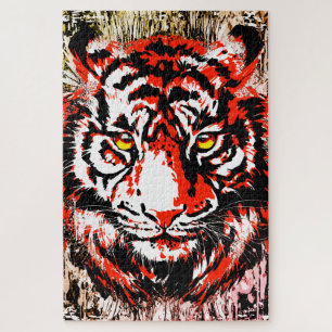 Red Tiger Puzzle   Colourful Tiger Face Puzzle 