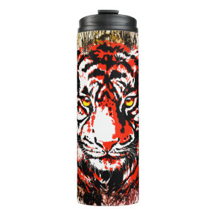 Red Tiger Thermal Tumbler Colourful Tiger Face