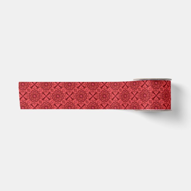  red tile medallions ribbon satin ribbon (Front)