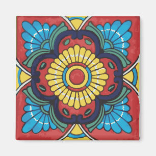 Red tile mexican talavera ceramics magnet