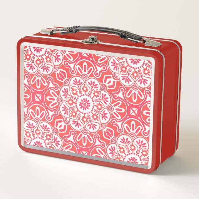 Red Tile Print Lunch Box (Front)