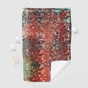 Red tile stained with spray paint golf towel