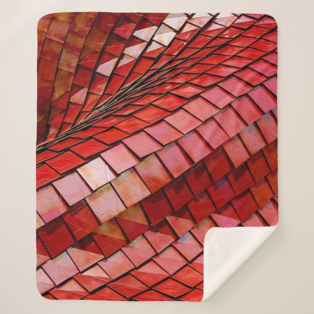 Red tiles illustration sherpa blanket (Front)