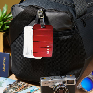 Red Timber Horizontal Pattern Luggage Tag