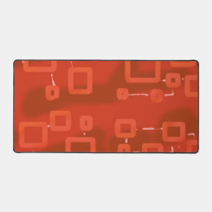 Red Tint Geometric Squares Desk Mat