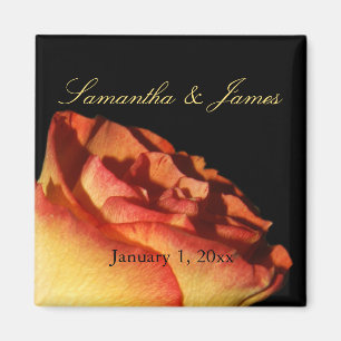 Red Tipped Yellow Rose Personal Wedding Magnet