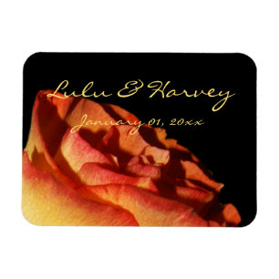 Red Tipped Yellow Rose Personal Wedding Magnet