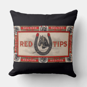 Red Tips cigar label print Cushion