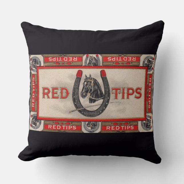 Red Tips cigar label print Cushion (Front)