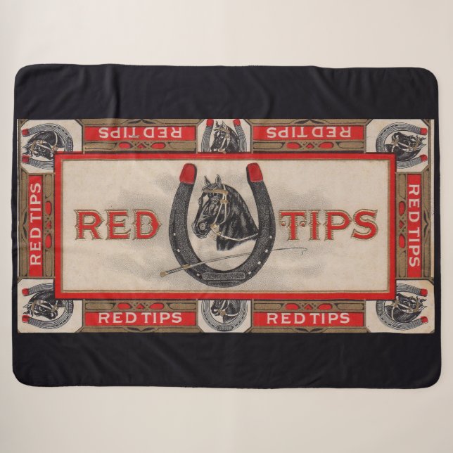Red Tips cigar label print Sherpa Blanket (Front (Horizontal))