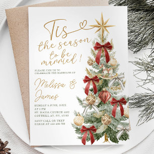 Red Tis the Season to be Married Winter Wedding Invitation
