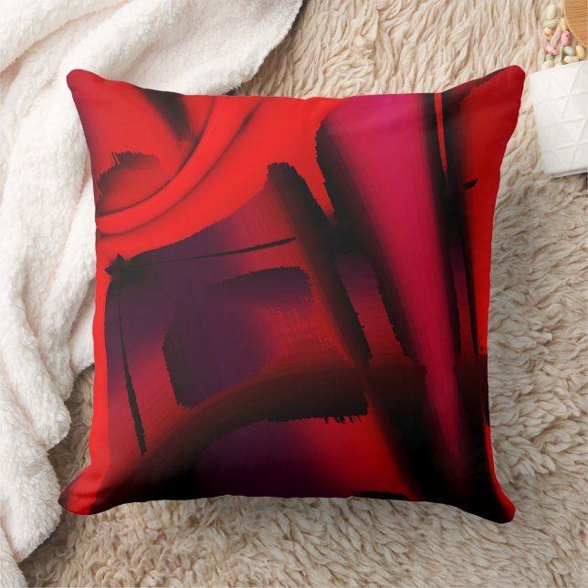 Red to black gradient cropped design magnification cushion (Blanket)