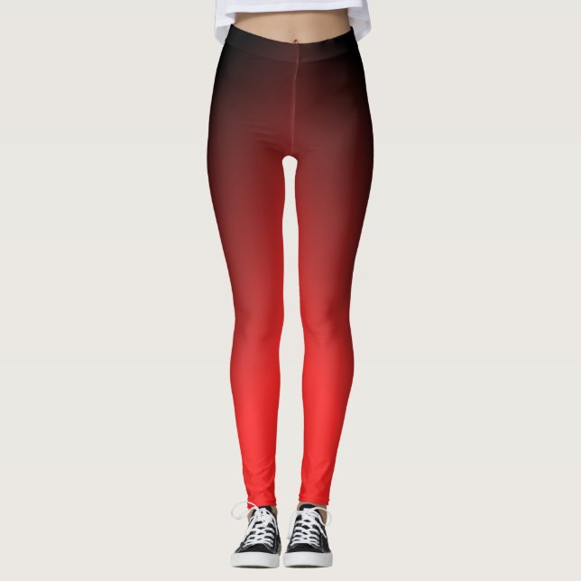 Red to Black Ombre Leggings – Bold Gradient Active (Front)