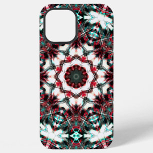 Red to grey cyan mandala simulating acrylic pieces iPhone 12 pro max case