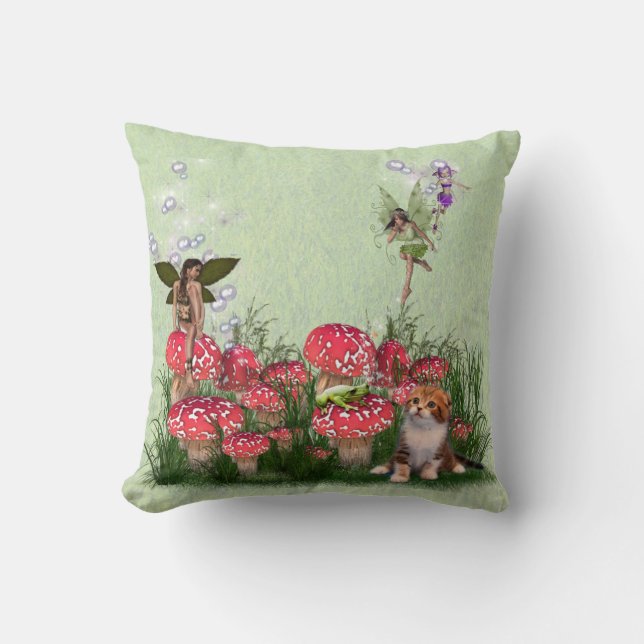 Red toadstool & Fantasy Fairytale Stories  Cushion (Front)