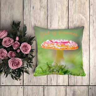 Red toadstool mushroom fall photo with green  cushion