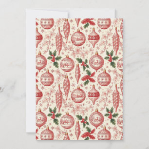Red Toile Chinoiserie Christmas Ornaments Holiday Card