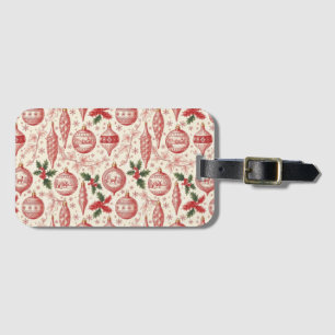 Red Toile Chinoiserie Christmas Ornaments Luggage Tag