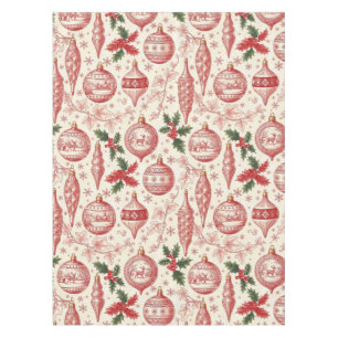 Red Toile Chinoiserie Christmas Ornaments Tablecloth