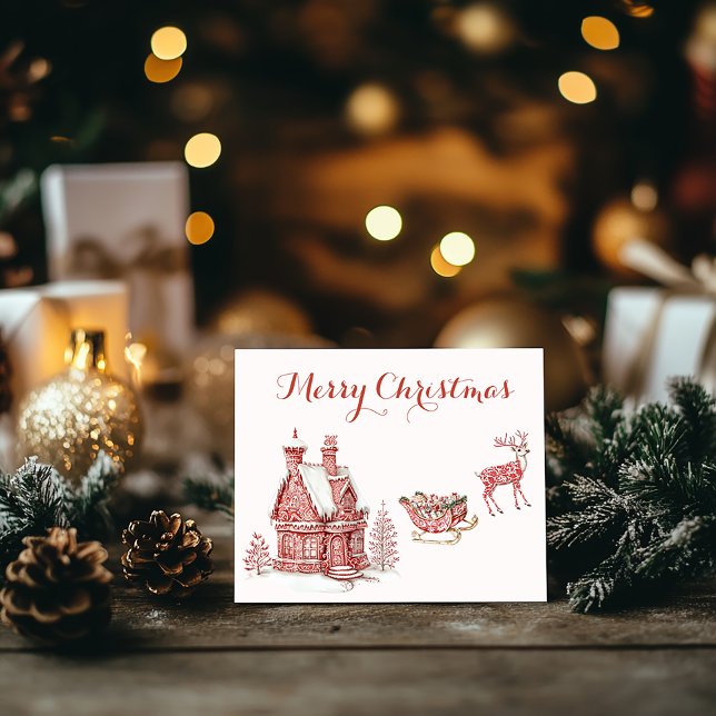 Red Toile Christmas Card (Creator Uploaded)