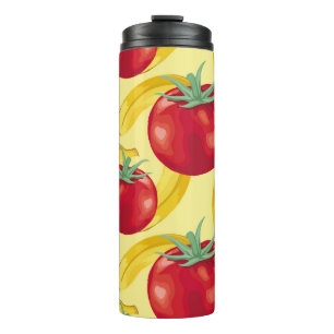 Red tomato and fruits seamless pattern designabstr thermal tumbler