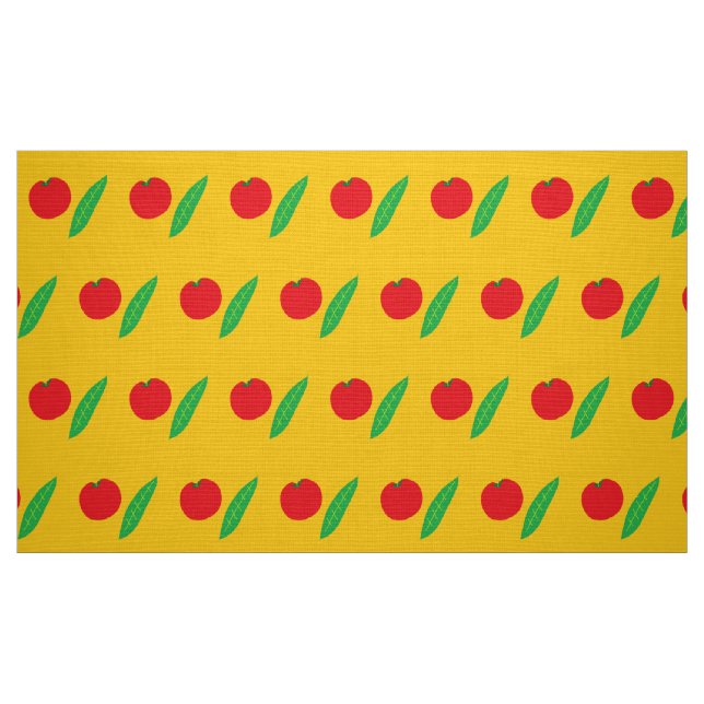 Red tomato and leaves yellow pattern fabric (Fat Quarter)