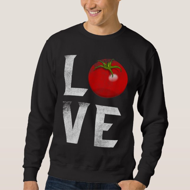 Red Tomato Gardener I Love Gardening Vegetables Ve Sweatshirt (Front)
