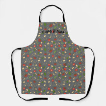 Red Tomato Green Basil leaves Charcoal Apron
