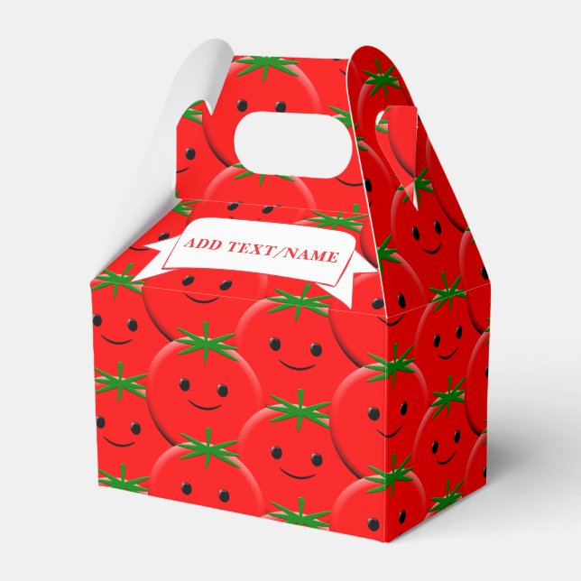 Red Tomato Pattern Custom Name Favour Box (Front Side)