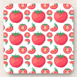 Red Tomato Pattern Cute So Funny Coaster