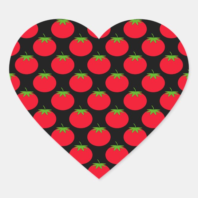 Red Tomato Pattern. Heart Sticker (Front)