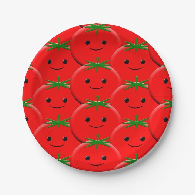 Red Tomato Pattern Paper Plate (Front)
