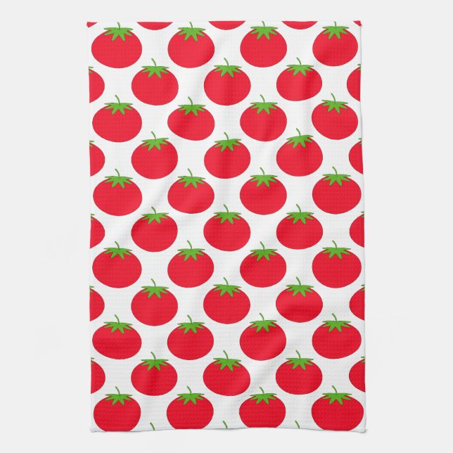 Red Tomato Pattern. Tea Towel (Vertical)