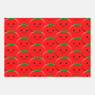 Red Tomato Pattern Wrapping Paper Sheet