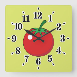 Red Tomato Square Wall Clock