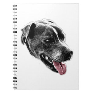 Red Tongue Smile Pitbull Mix Art Notebook