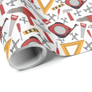 Red Tools Wrapping Paper