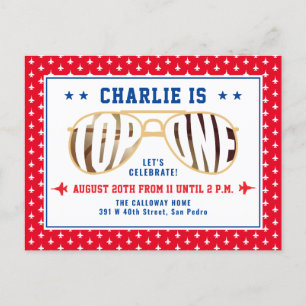 Red TopOne Fighter Pilot Themed First Birthday Postcard