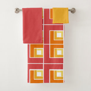 Red Topsy Turvy  Bath Towel Set
