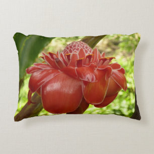 Red Torch Ginger Tropical Flower Photography Decorative Cushion