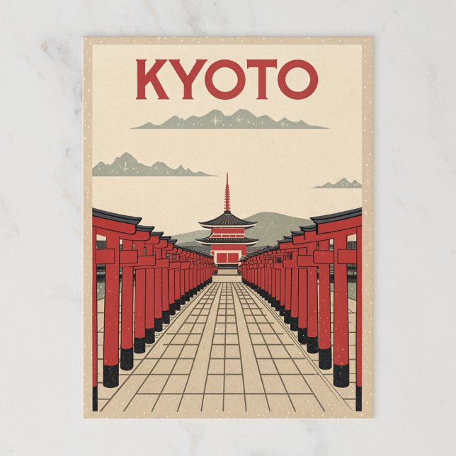 Red Torii Gates in Retro Kyoto Postcard (Creator Uploaded)