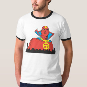Red Tornado Behind Cityscape T-Shirt