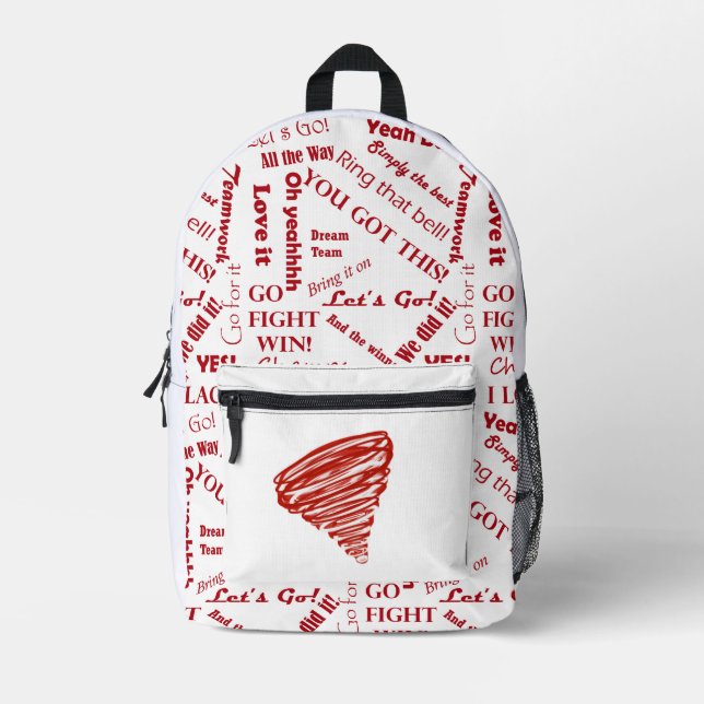 Red Tornado Teamwork Printed Backpack (Front)