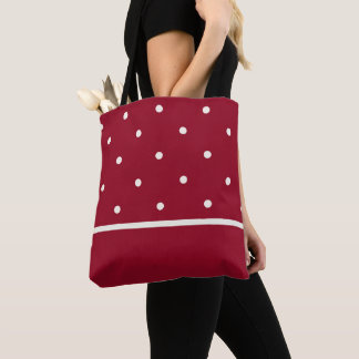 Red Tote with Cream Dots – Perfect for Holidays 