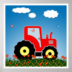 Red toy tractor poster