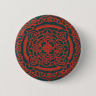 Red Tracery Ornament Button