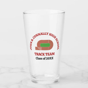 Red Track Team Custom High School Runner Glass